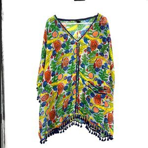 Anthropologie x Dorothy Shain Women's Jungle Caftan Coverup Resort Beach Size S